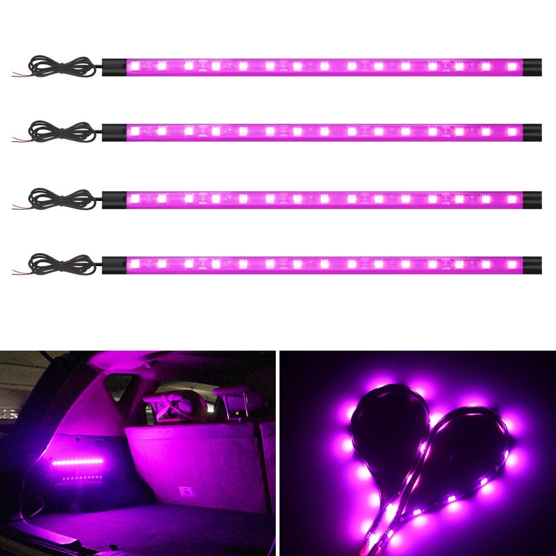 YM EBright YM E-Bright Led Strip Lights for Cars, 27CM 5050 15SMD Waterproof Car Underglow Lights Motorcycles Golf Cart Boat Decoration Led Interior Exterior Lights Strip,DC-12V,Pinky Purple (Pack of 4) - Image 1